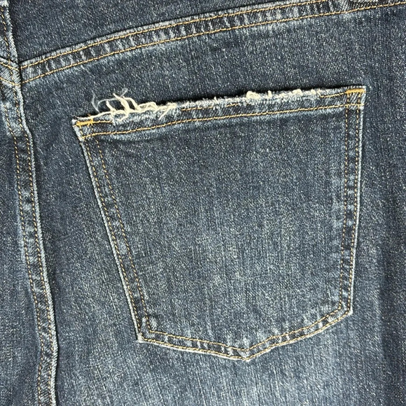 Pistola Straight Leg Distressed High Rise Dark Wash Denim Jeans - Picture 8 of 10